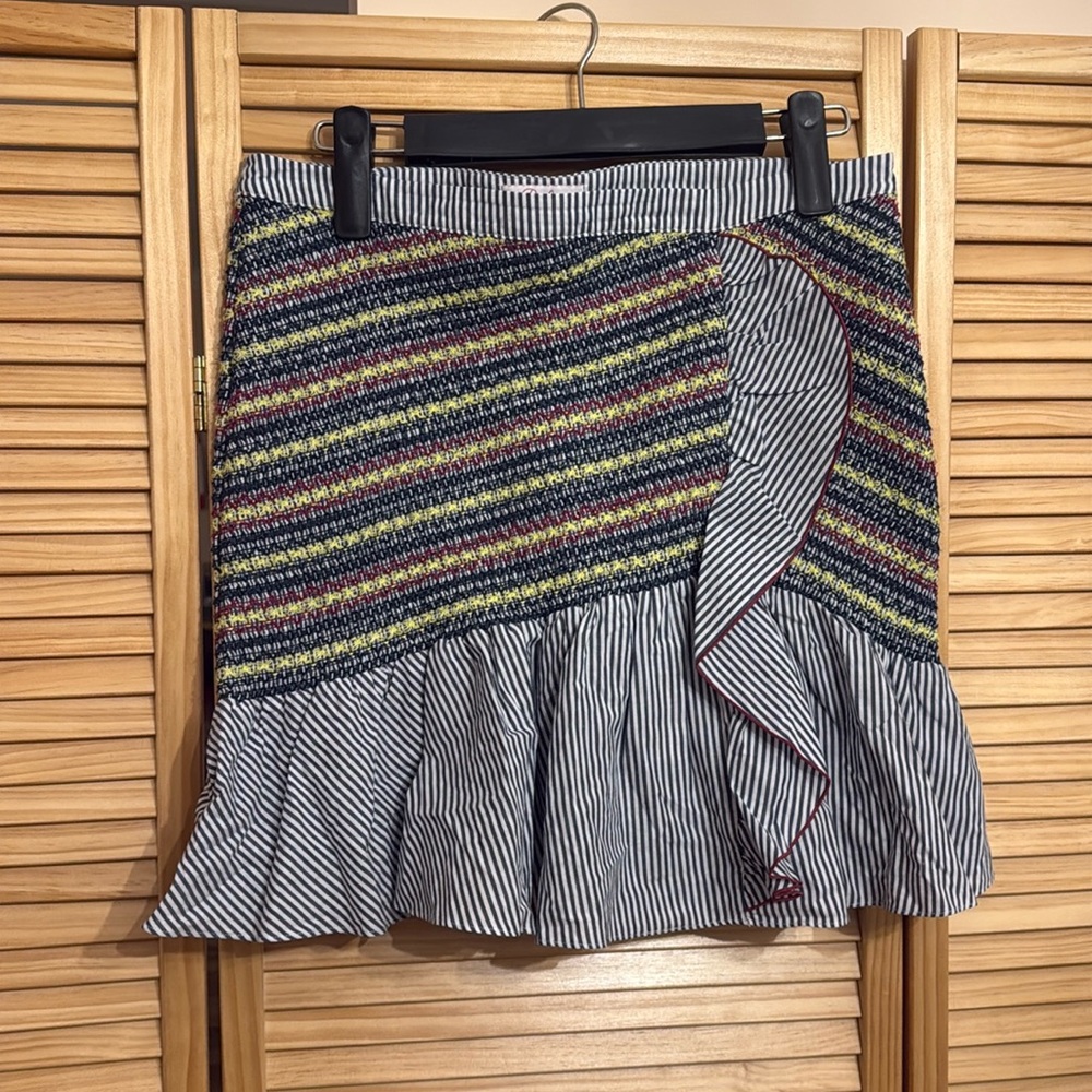 Parker Smocked Ruffle Striped Ruffle Skirt